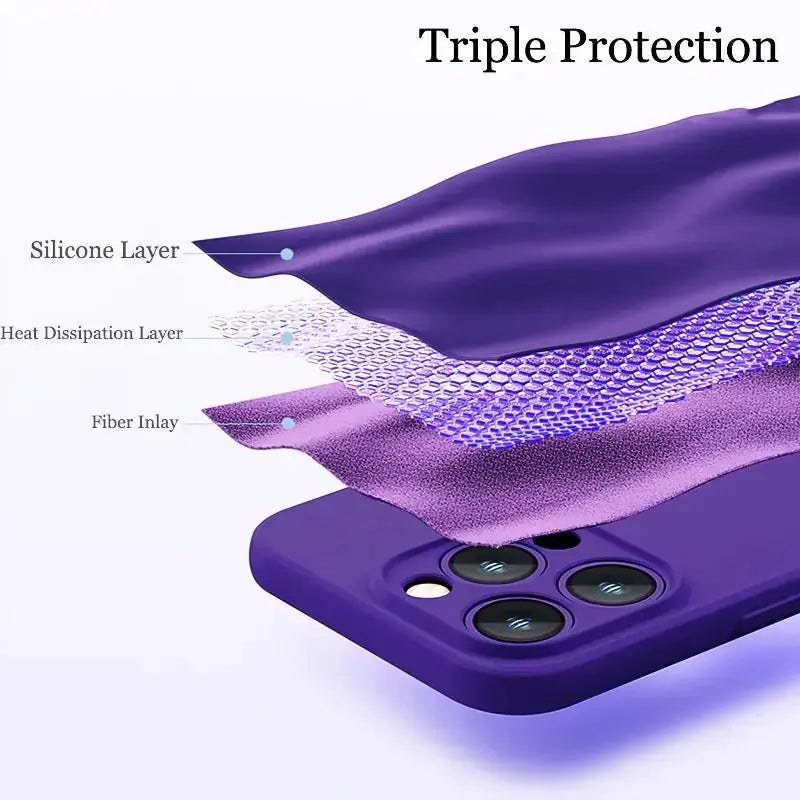 Astubia Square Liquid Silicone Phone Case for iPhone Grass Purple iPhone 12 Pro TwinTilt Steel Pet Feeder
