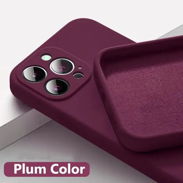 Astubia Square Liquid Silicone Phone Case for iPhone Plum iPhone 13 ProMax