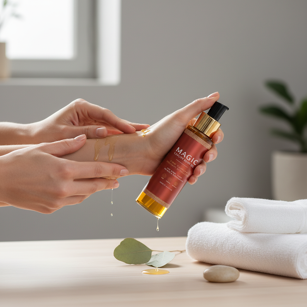 Magic Body Oil Brown n a TwinTilt Steel Pet Feeder