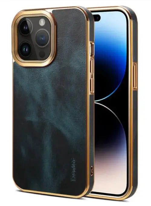 Leather Protective Phone Case Navy Blue Iphone 14 TwinTilt Steel Pet Feeder