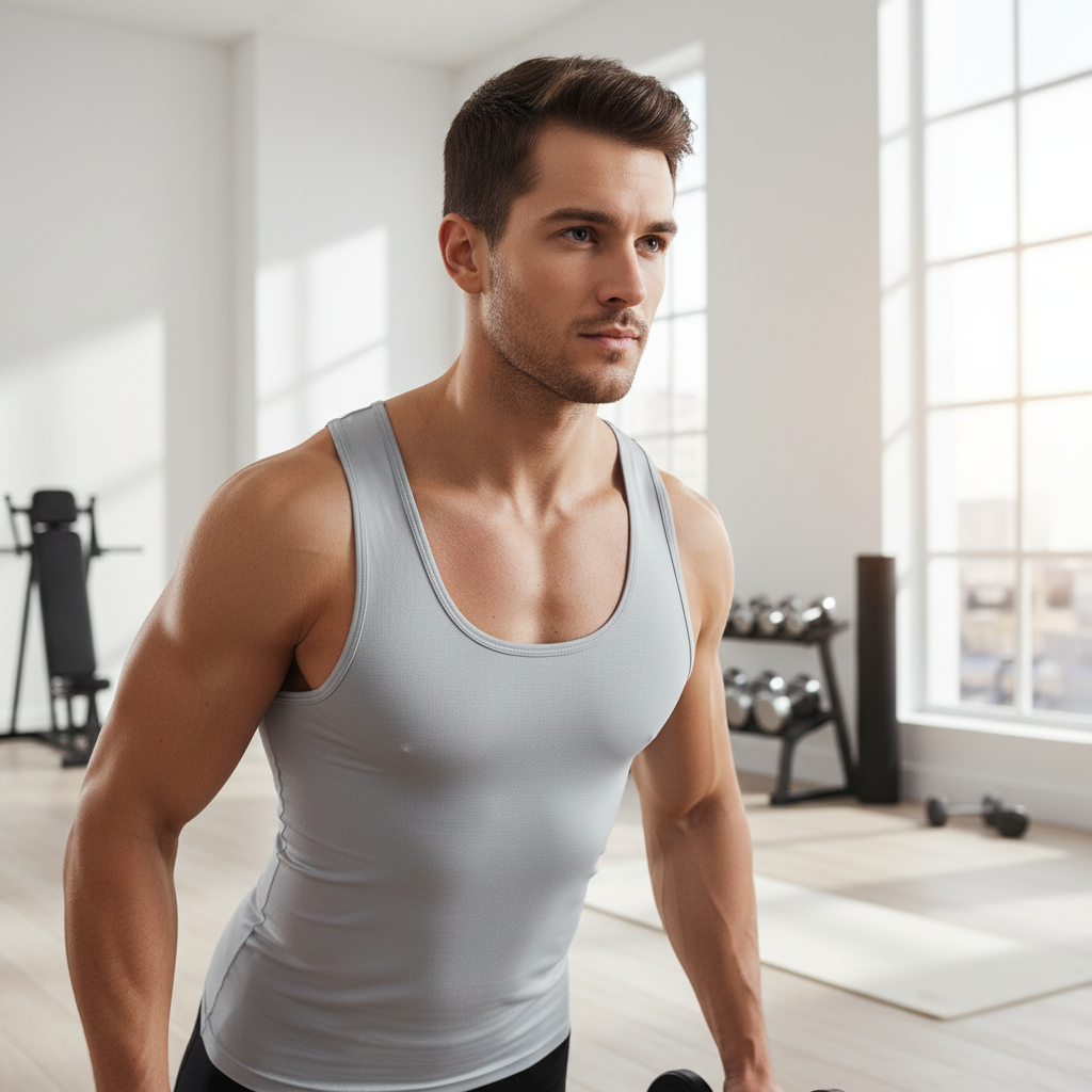 Men's Thermal Workout Vest Black L TwinTilt Steel Pet Feeder