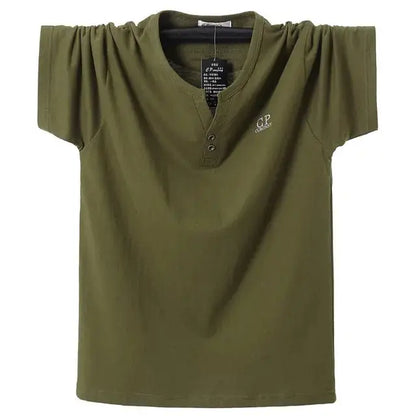 Men's V-neck Plus Size Cotton Sport T-shirt Green 6XL TwinTilt Steel Pet Feeder