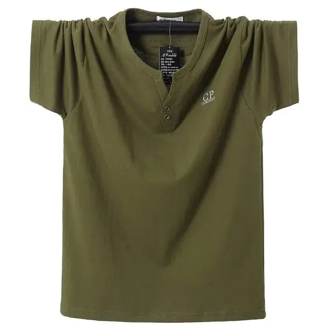 Men's V-neck Plus Size Cotton Sport T-shirt Green XXL TwinTilt Steel Pet Feeder