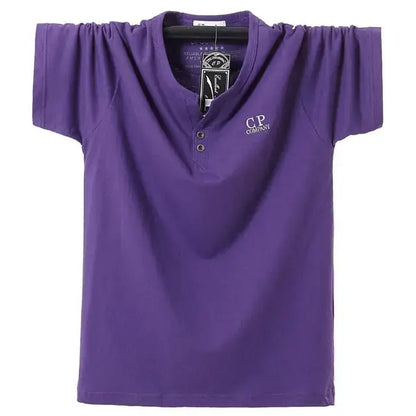 Men's V-neck Plus Size Cotton Sport T-shirt Fuchsia 6XL TwinTilt Steel Pet Feeder