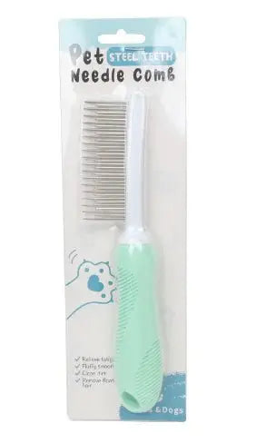Pet Grooming Needle Comb for Cleaning Fur (Single Piece) green TwinTilt Steel Pet Feeder