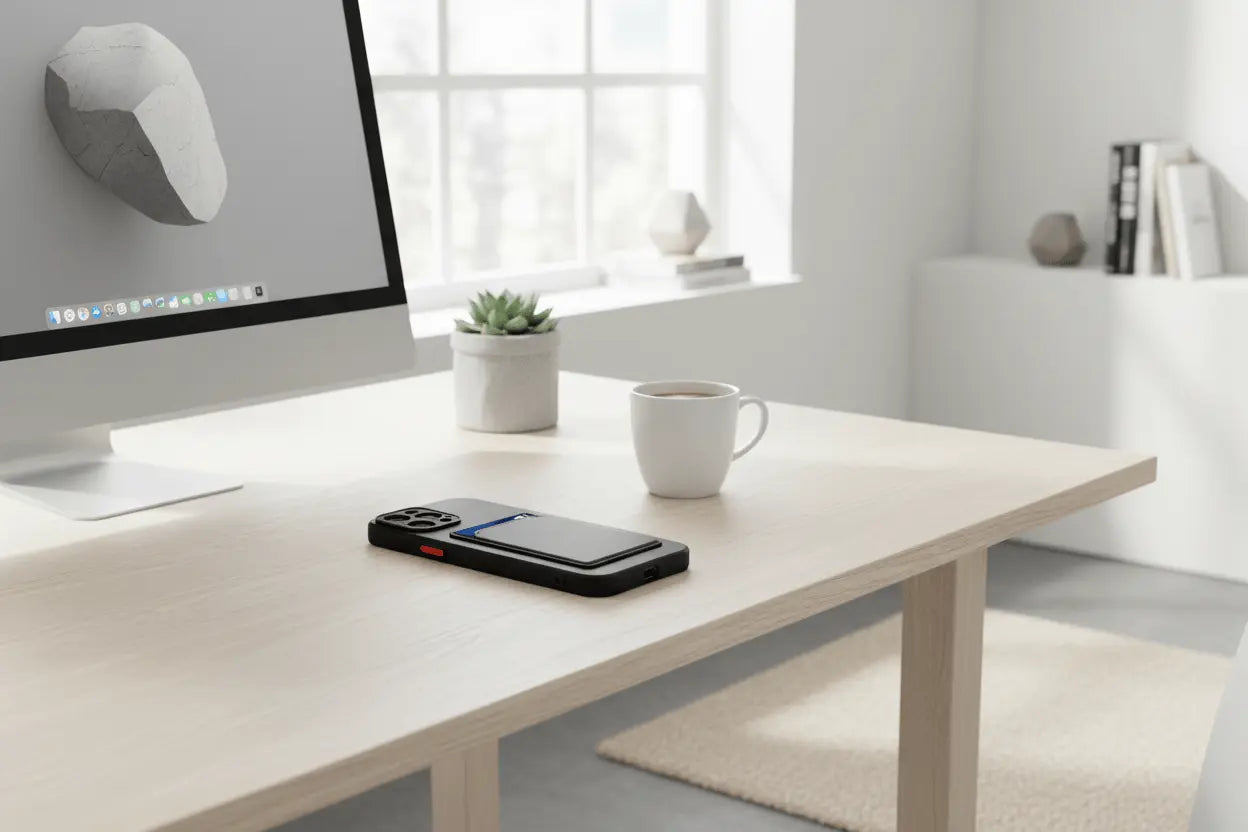 Plånboksfodral i Silikon för iPhone – Korthållare TwinTilt Steel Pet Feeder