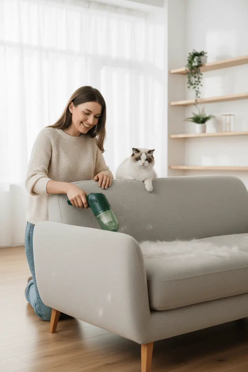 Portable Pet Hair Vacuum Cleaner Green TwinTilt Steel Pet Feeder