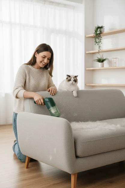 Portable Pet Hair Vacuum Cleaner Green TwinTilt Steel Pet Feeder