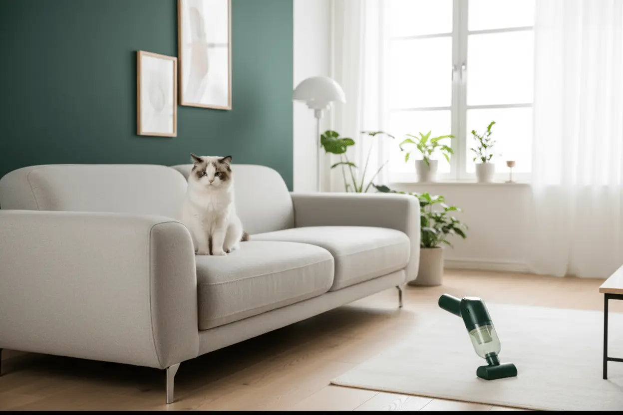 Portable Pet Hair Vacuum Cleaner Green TwinTilt Steel Pet Feeder