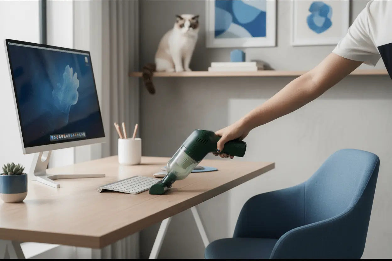 Portable Pet Hair Vacuum Cleaner Green TwinTilt Steel Pet Feeder