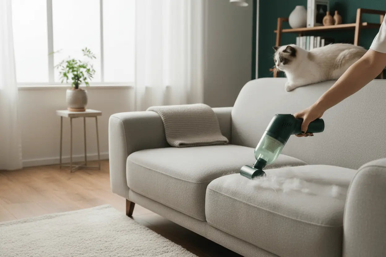 Portable Pet Hair Vacuum Cleaner Green TwinTilt Steel Pet Feeder