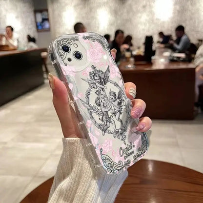 Retro Cupid Angel 3D Wave Case For OPPO Realme 12 11 10 9 8 7 7i 6 5 Pro Plus C67 C55 C31 C35 C11 C12 C15 C20 C21Y Cover TwinTilt Steel Pet Feeder