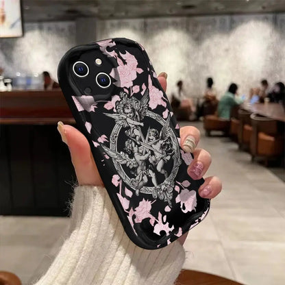 Retro Cupid Angel 3D Wave Case For OPPO Realme 12 11 10 9 8 7 7i 6 5 Pro Plus C67 C55 C31 C35 C11 C12 C15 C20 C21Y Cover TwinTilt Steel Pet Feeder