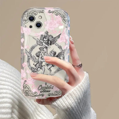 Retro Cupid Angel 3D Wave Case For OPPO Realme 12 11 10 9 8 7 7i 6 5 Pro Plus C67 C55 C31 C35 C11 C12 C15 C20 C21Y Cover TwinTilt Steel Pet Feeder