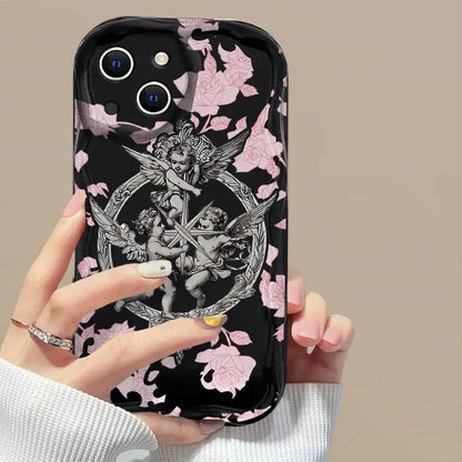 Retro Cupid Angel 3D Wave Case For OPPO Realme 12 11 10 9 8 7 7i 6 5 Pro Plus C67 C55 C31 C35 C11 C12 C15 C20 C21Y Cover TwinTilt Steel Pet Feeder