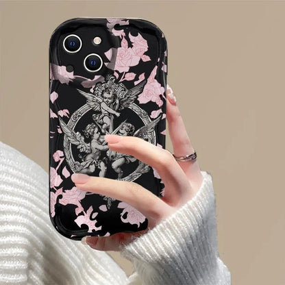 Retro Cupid Angel 3D Wave Case For OPPO Realme 12 11 10 9 8 7 7i 6 5 Pro Plus C67 C55 C31 C35 C11 C12 C15 C20 C21Y Cover TwinTilt Steel Pet Feeder