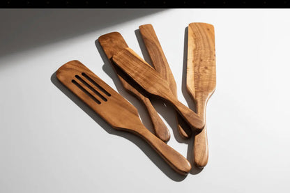 Teak Wood Cooking Spatula for Salad and Cooking Large spatula TwinTilt Steel Pet Feeder