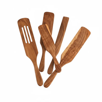 Teak Wood Cooking Spatula for Salad and Cooking Large spatula TwinTilt Steel Pet Feeder