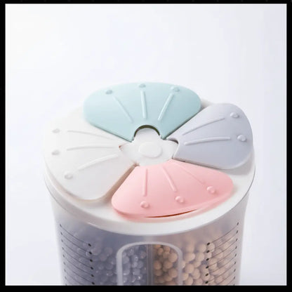 Transparent Storage Jar for Grains and Snacks 3 grid TwinTilt Steel Pet Feeder