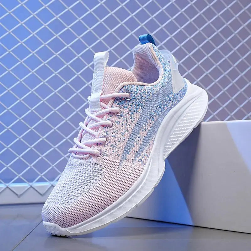 Women's Airy Mesh Sneakers Blue Pink 39 TwinTilt Steel Pet Feeder