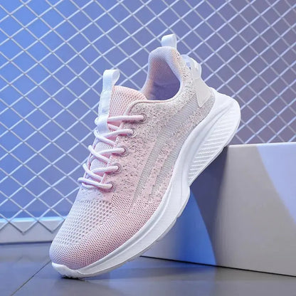 Women's Airy Mesh Sneakers Grey Pink 39 TwinTilt Steel Pet Feeder