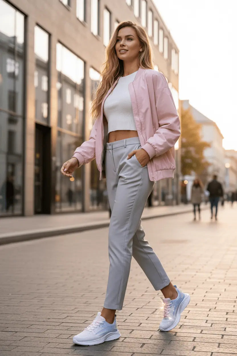 Women's Airy Mesh Sneakers Blue Pink 39 TwinTilt Steel Pet Feeder