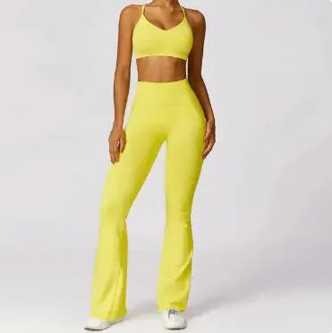 Women's Seamless Yoga Set Yellow Large Bra and Pants TwinTilt Steel Pet Feeder