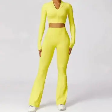 Women's Seamless Yoga Set Yellow Small Long Sleeves and Pants TwinTilt Steel Pet Feeder